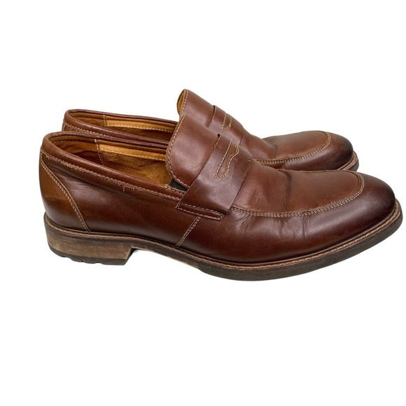 Florsheim Brown Moc Toe Penny Loafer Slip On Smooth Leather Dress Shoe Size 11M - Picture 1 of 9